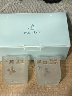 PartyLite FRUIT FANTASY Votive Holder Duo #P7514U - Frosted Floral
